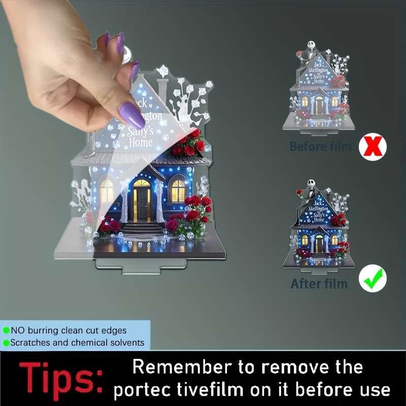 1pc 2D Flat  Acrylic Jack Skellington Sally'S Home Decor Romantic Mystical Family-Themed Table