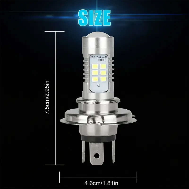 2pcs H4 LED Headlights Car Fog Waterproof LED Bulb 9003 12V 24V 6000K