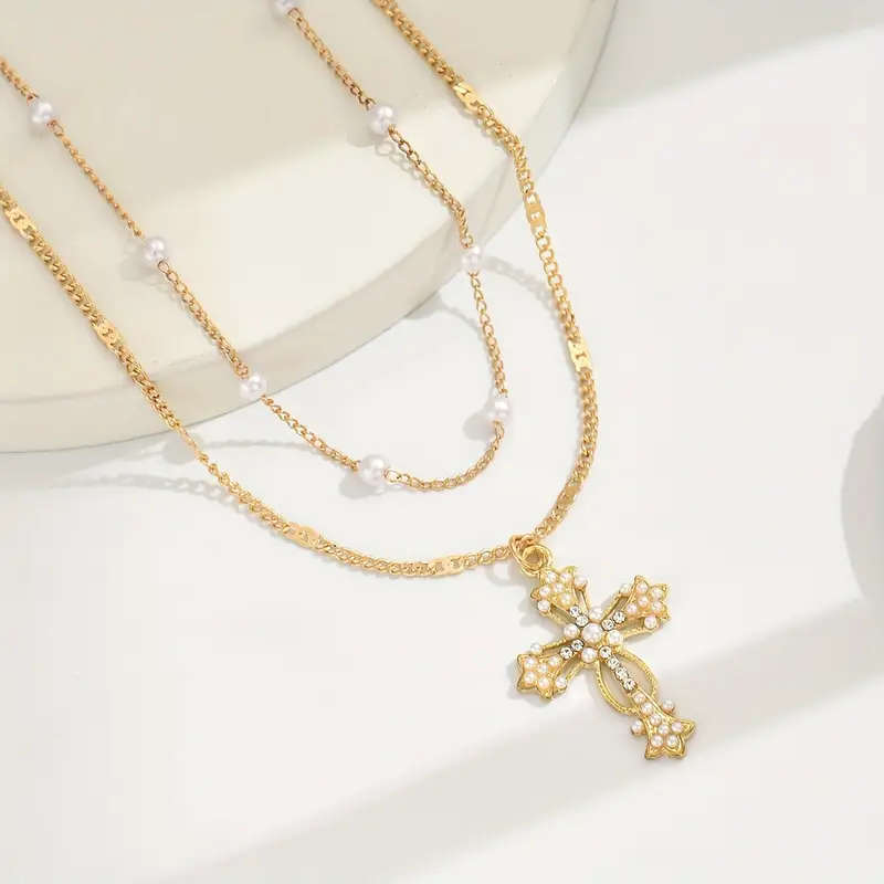 Elegant Multi-Layer Cross Pendant WITH Necklace