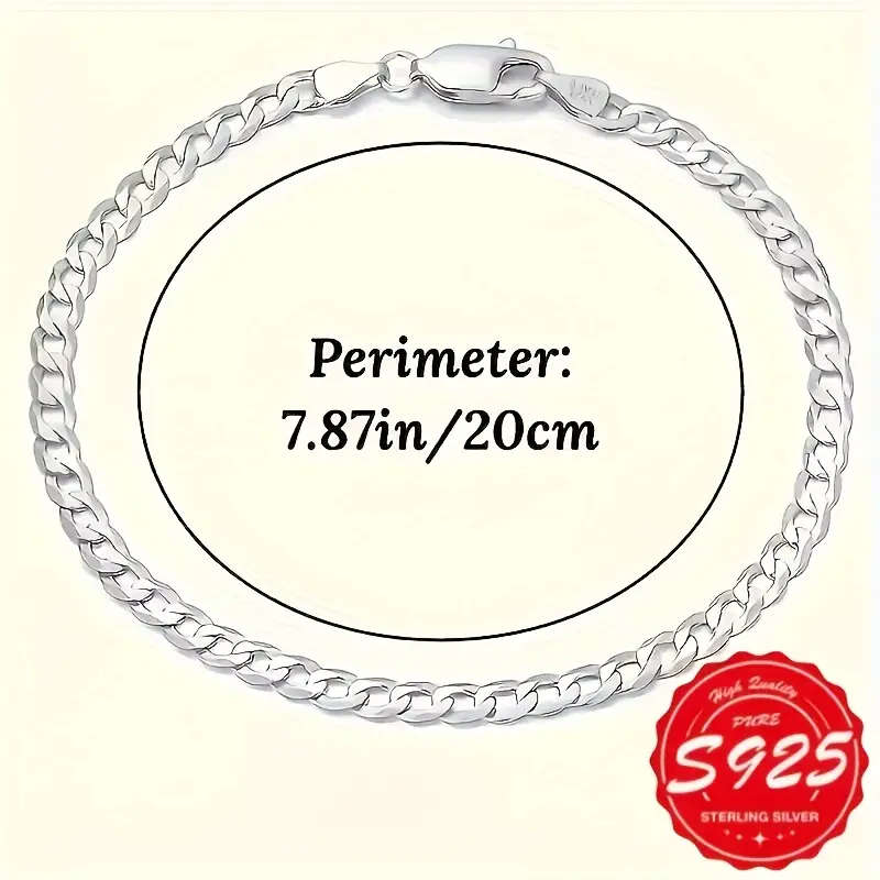5 Piece Set 925 Sterling Silver Plated Chain Bracelets