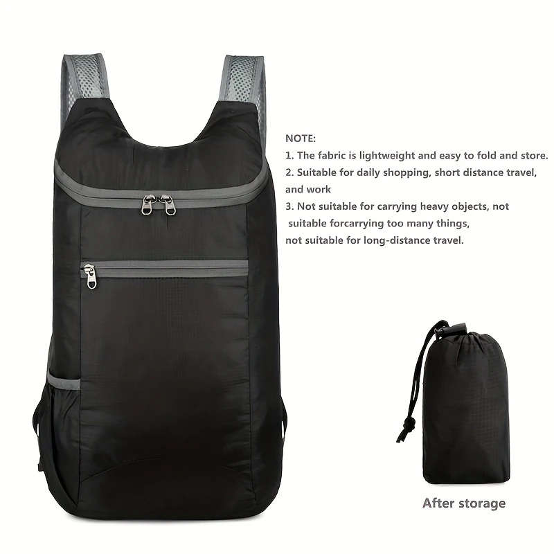 1pc Ultra-Lightweight Portable Folding Backpack for Outdoor Travel Camping Durable Polyester