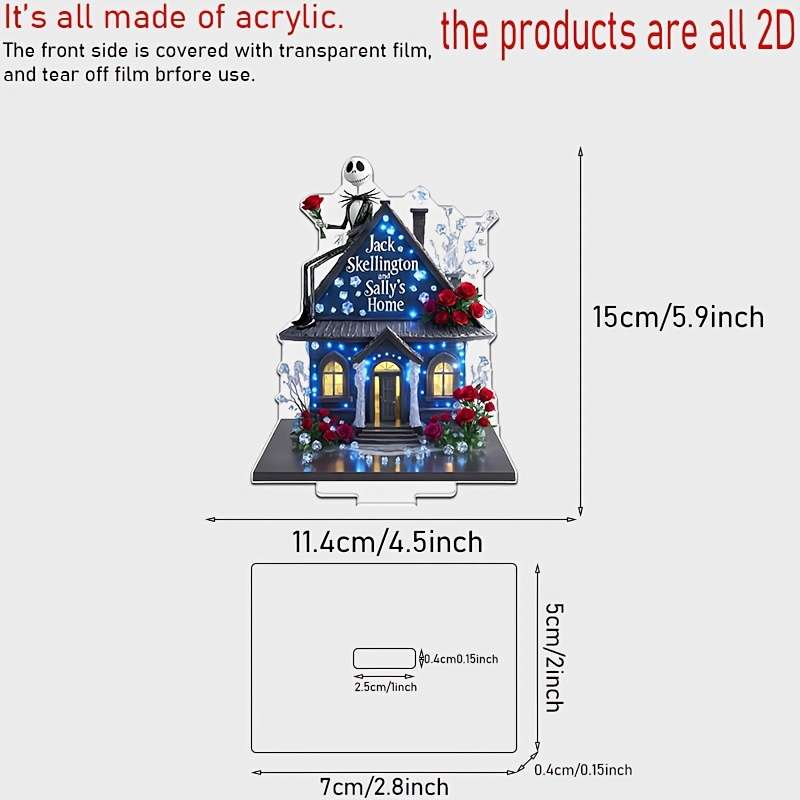 1pc 2D Flat  Acrylic Jack Skellington Sally'S Home Decor Romantic Mystical Family-Themed Table