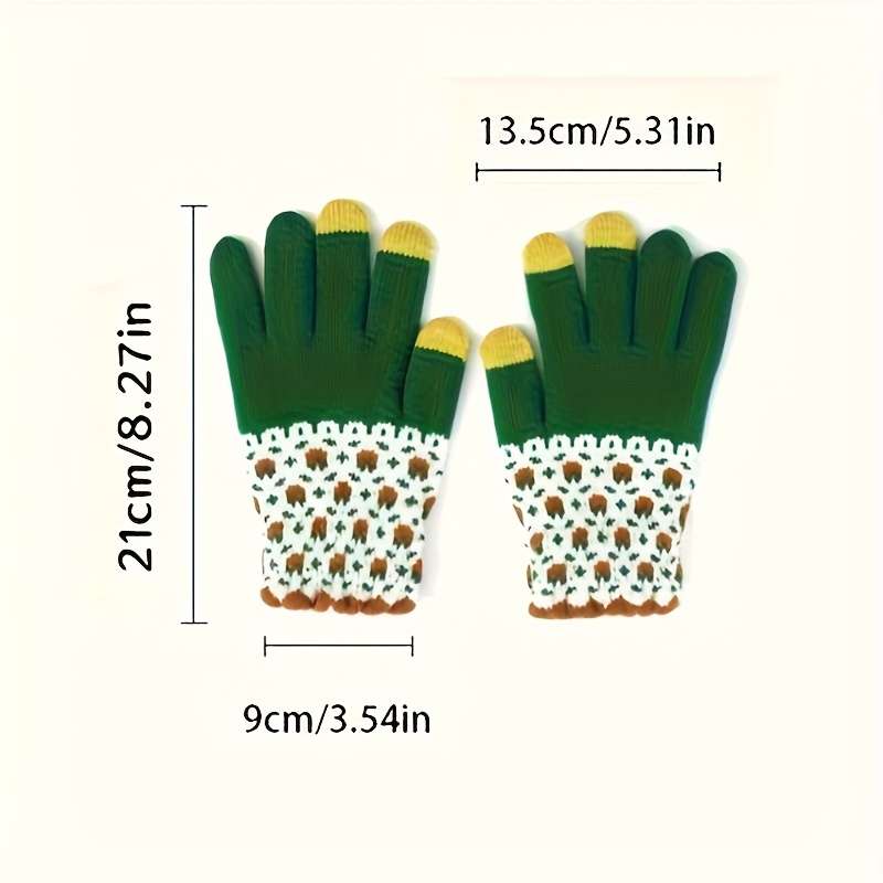 1 Pair Green Warm Gloves