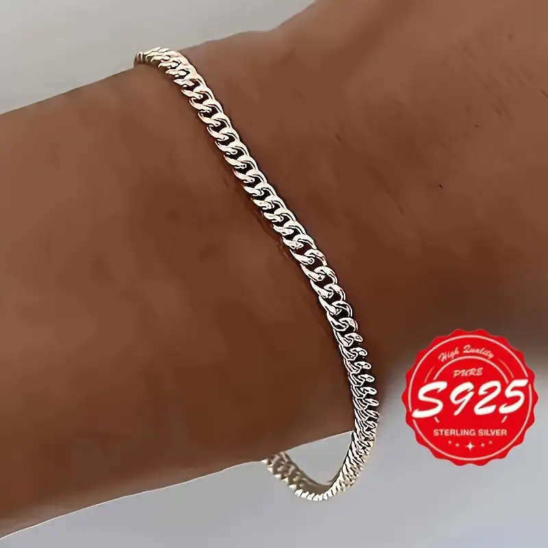 5 Piece Set 925 Sterling Silver Plated Chain Bracelets