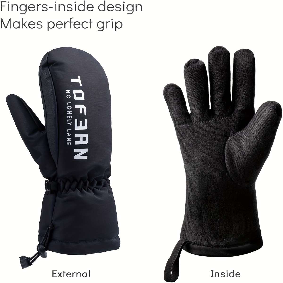 1 Pair Black Size L Warm Gloves