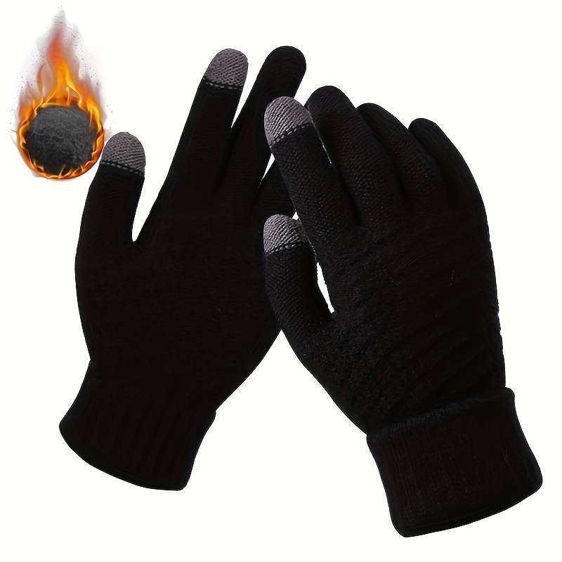 1 Pair Black Warm Gloves