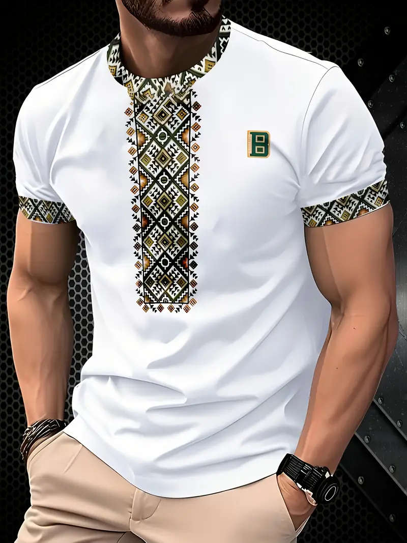 Men's Ethnic Totem T-Shirt - Soft, Breathable, Casual Crew Neck