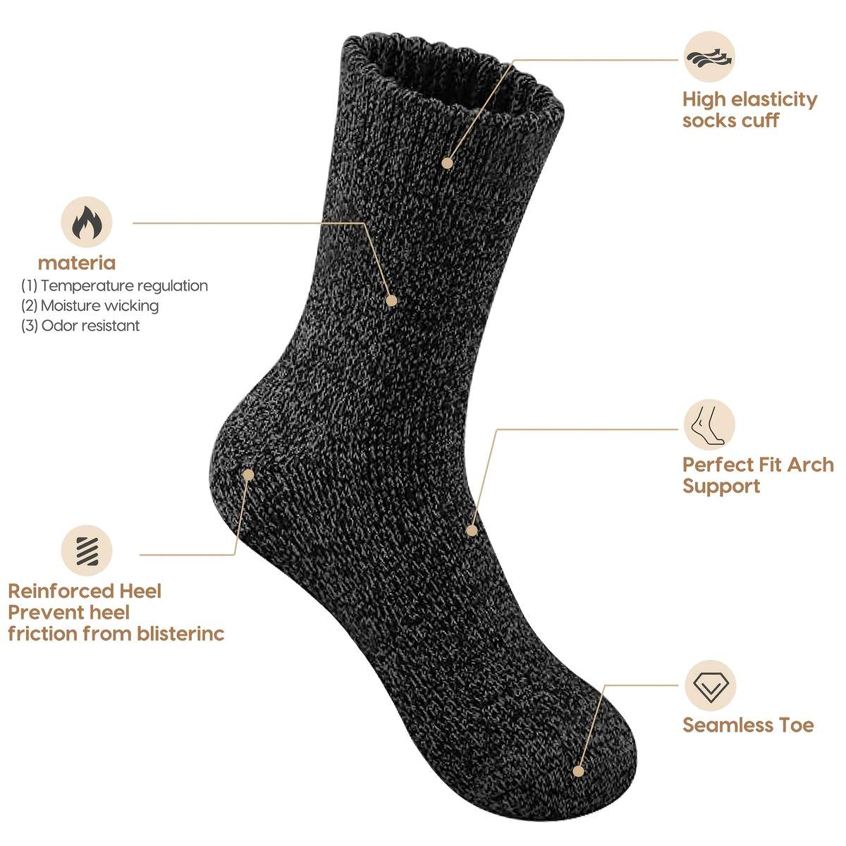 Sock 5 Pairs Of Black One Size