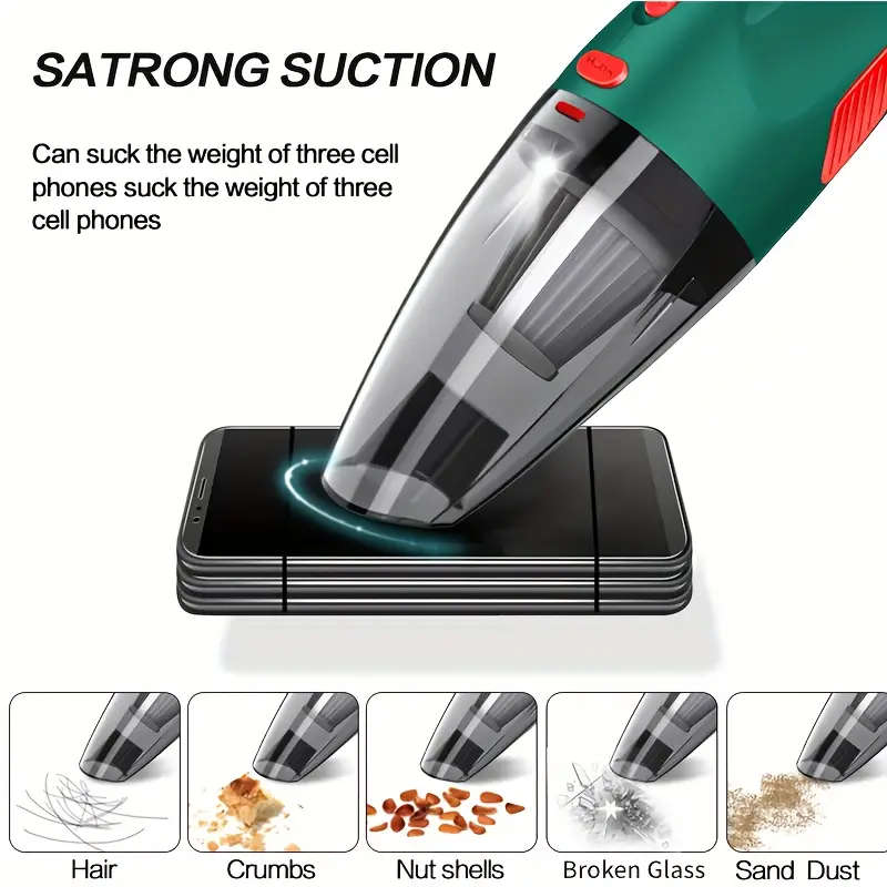 7pcs Set of High-Power Cordless Vacuum Cleaners High-Power Dual-Use Vacuum Cleaner for Home and Car