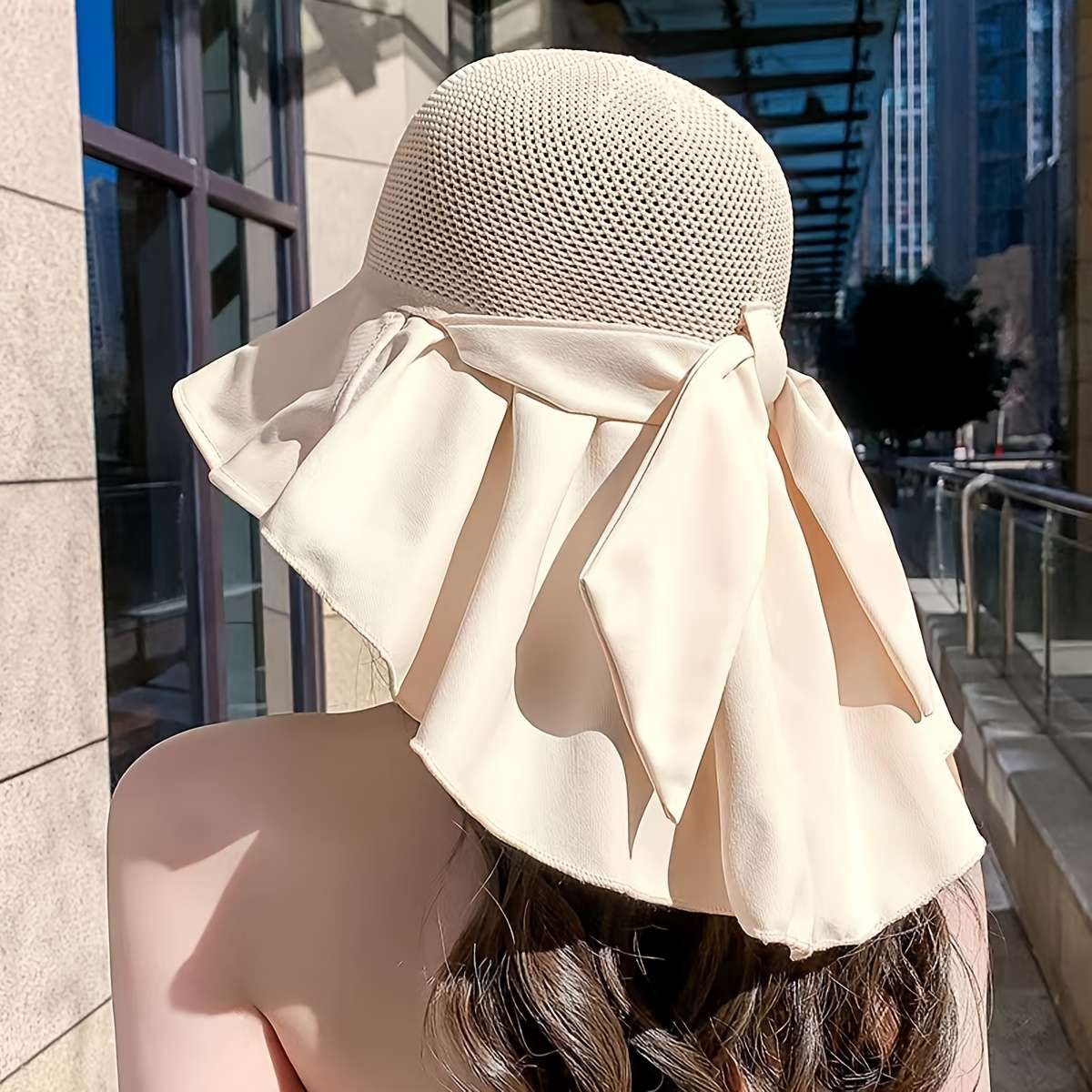 Women'S Breathable Polyester Sun Hat With Drawstring 100% Woven Bucket Hat With Detachable Pro