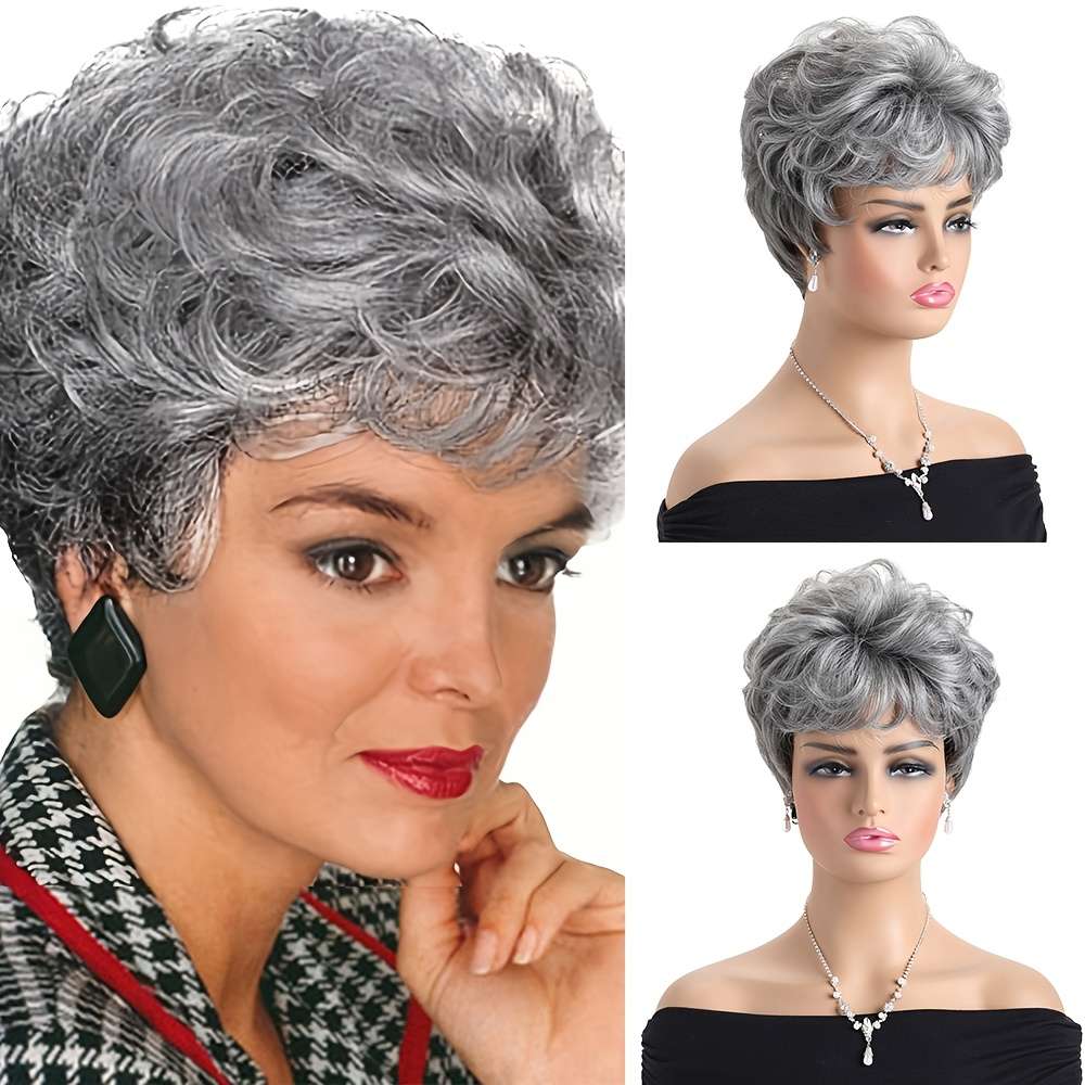 1Pc Gray 25.4cm Fashion Design Wig