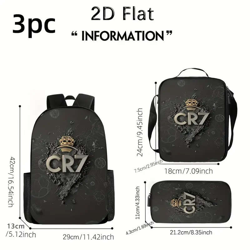 3-Piece CR7 Football Badge Backpack Set