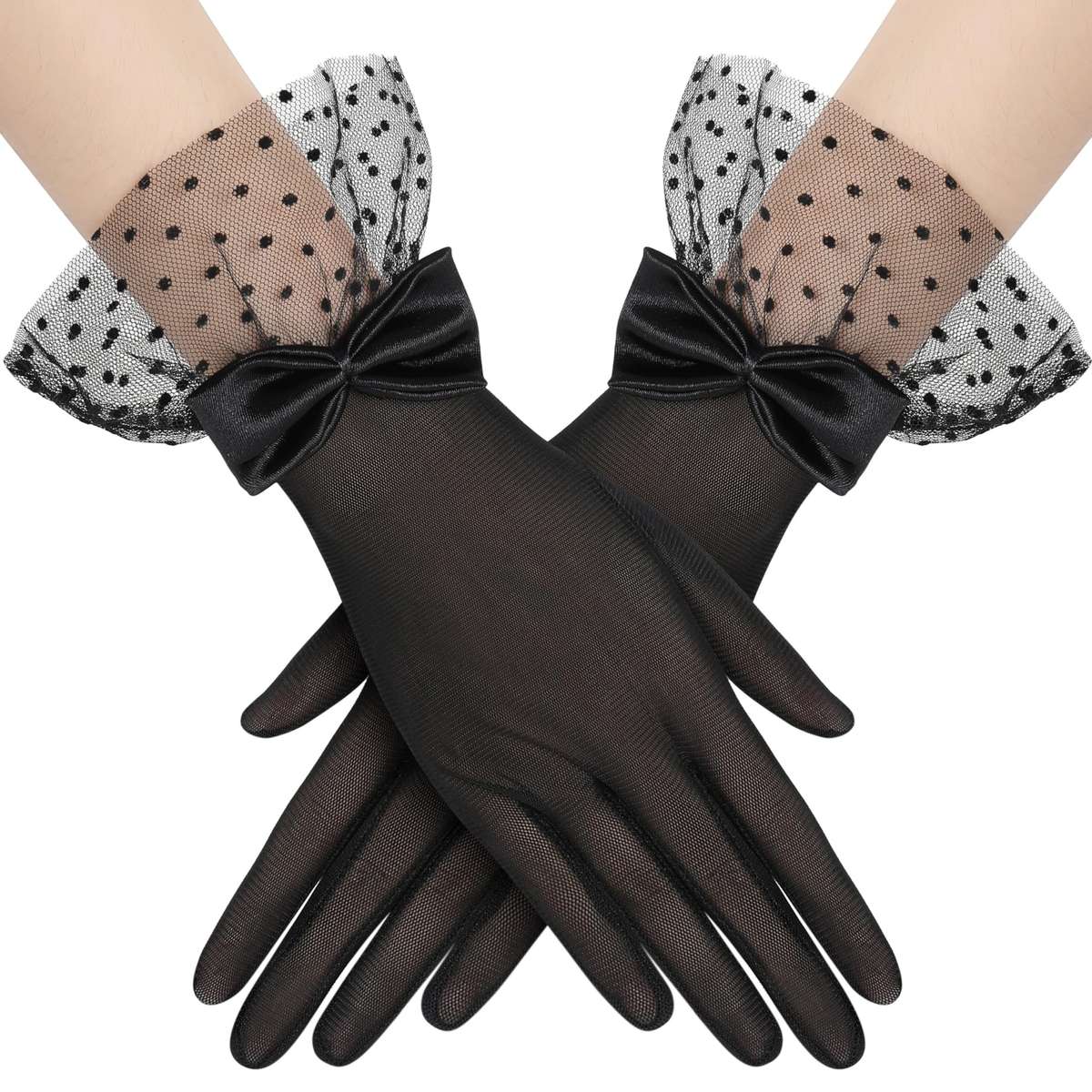 1 Pair White Vintage Style Lace Gloves