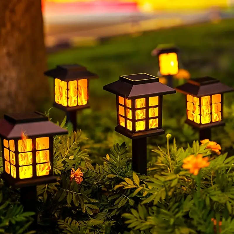 6 Pieces Solar Flame LED Path Lights
