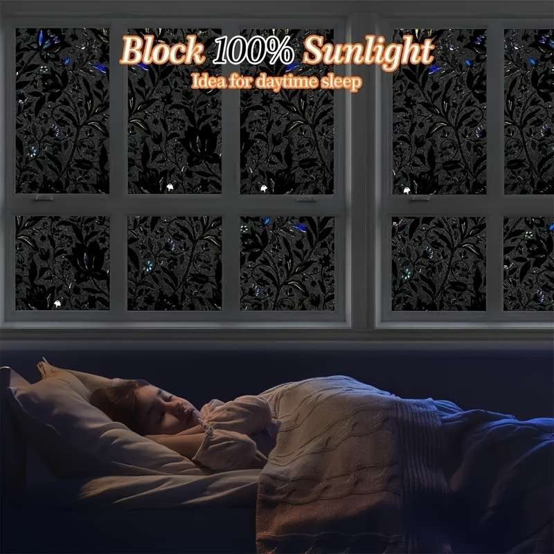 1pc Black Size 45cmx200cm 17.7inx78.7in Door And Window Stickers