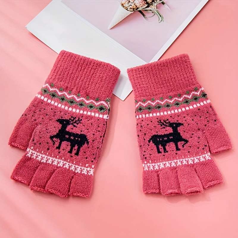 1 Pair Red Warm Gloves