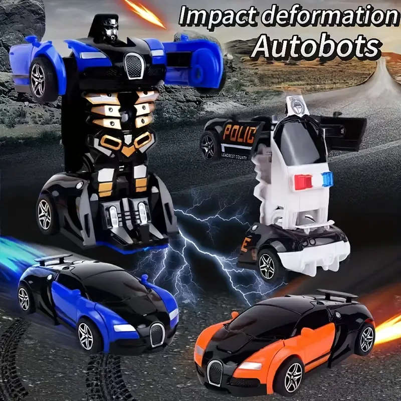 Automatic Button Transforming Car Toy, Featuring Robot Model