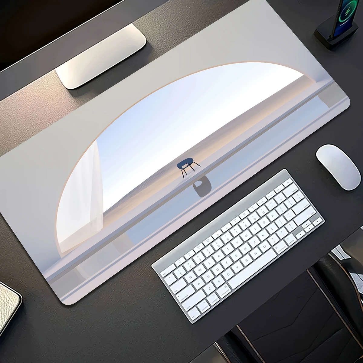 1pc 30x80cm Gaming Mouse Pad with White-Toned Arch Desert Design Non-Slip Durable Rubber Base