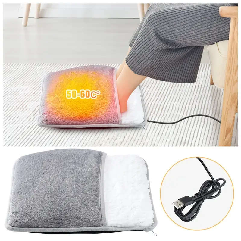 1pc USB-Powered Electric Foot Warmer Washable Flannel Heating Pad for Cozy Home Comfort