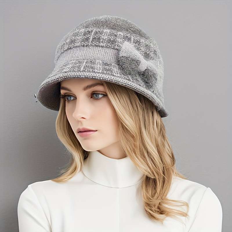 1pc  New Autumn and Winter Bow Decorated Knitted Hat Fashionable and Versatile Suitable f