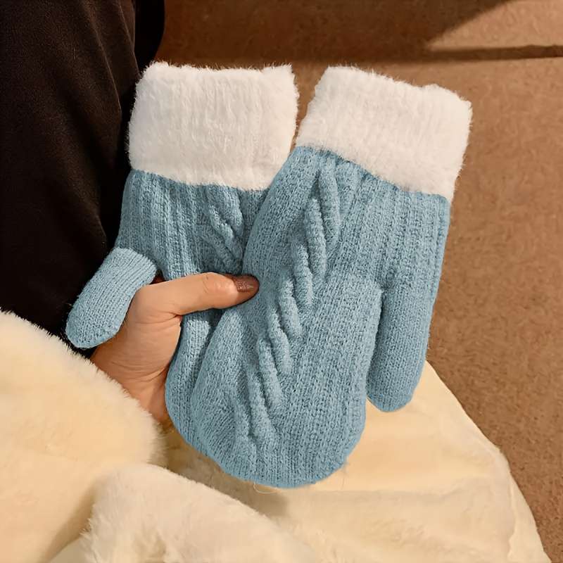 1 Pair Blue Warm Gloves
