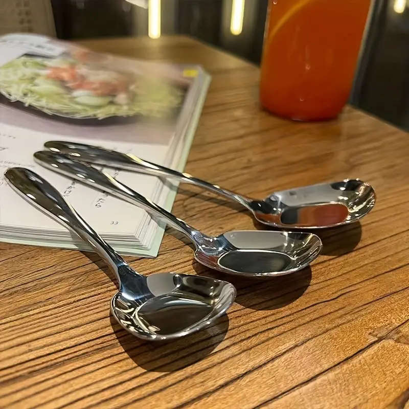 3 Pieces Stainless Steel Square-Headed Spoons with Long Handles