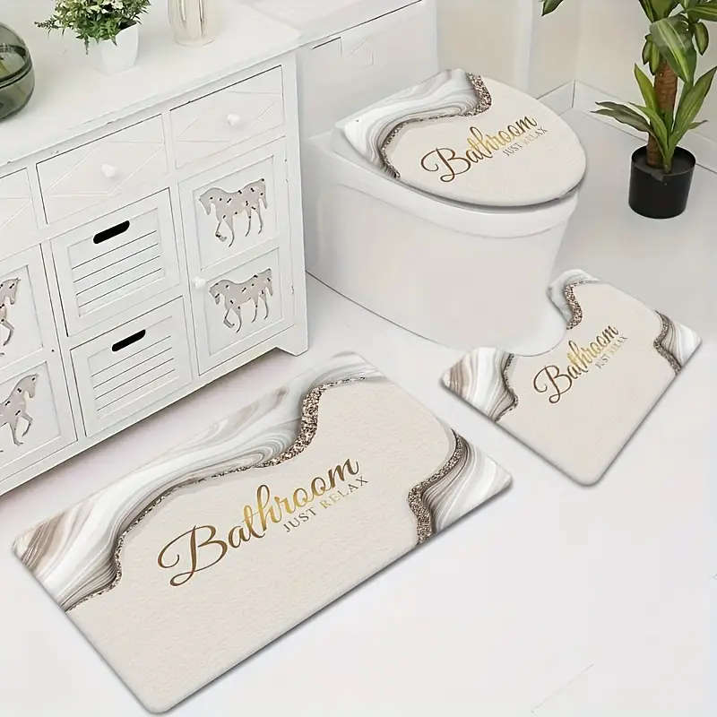 Bathroom Anti-Slip Mat Three Piece Set