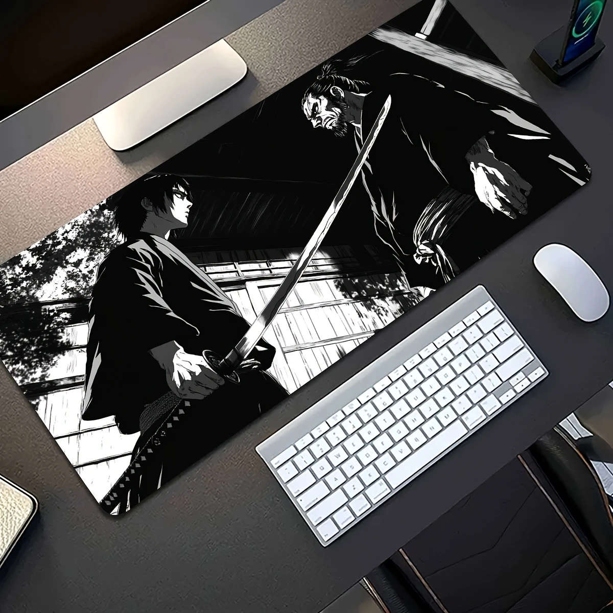 30x80cm Japanese Samurai Duel Design Mouse Pad Durable Odorless Rubber Desk Mat