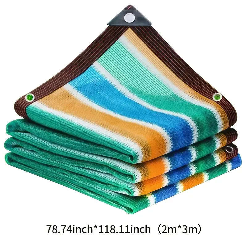 1pc Colorful Striped High-Density Breathable Sun Shade Net Size200x300cm Durable Plastic Outdoor