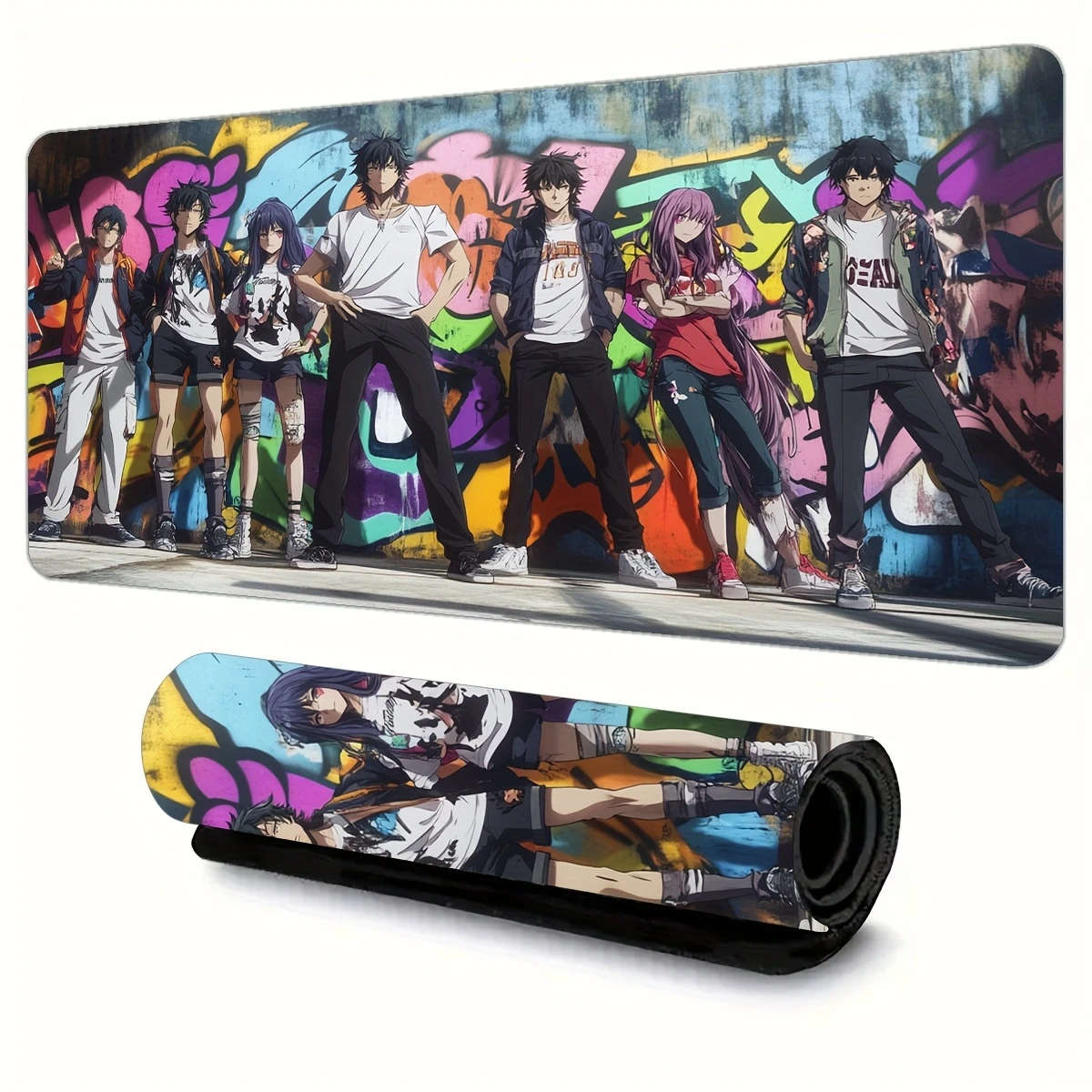 1pc 30x80cm Vibrant Graffiti Anime Character Mouse Pad Durable Rubber Desk Mat