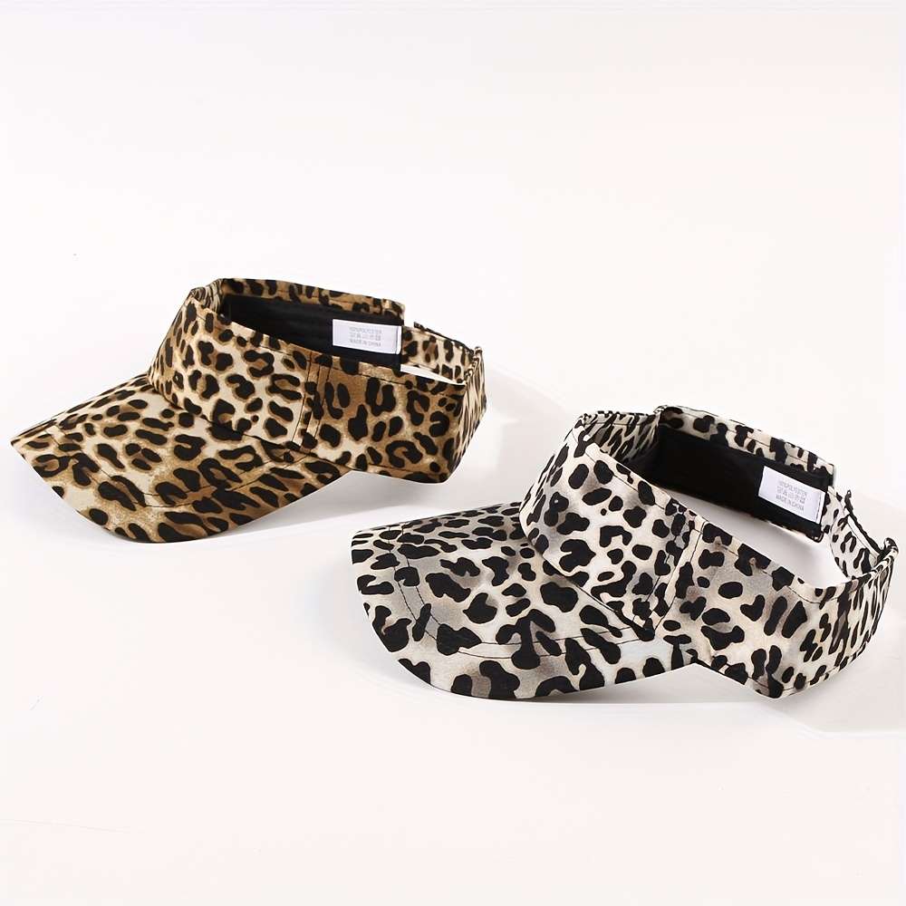 1pc Unisex Leopard Print Sun Visor Hat Adjustable Baseball Cap Empty Top Golf Tennis Visors For Out