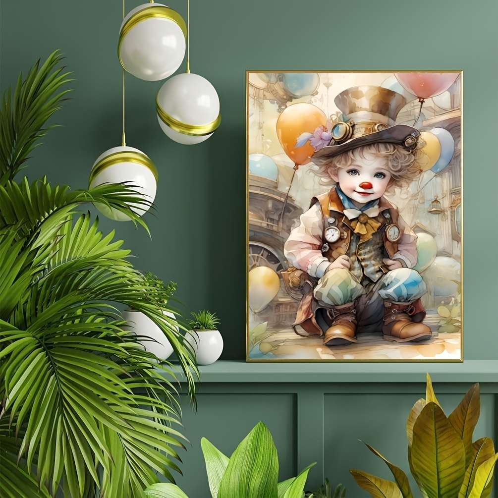 1000-Piece Jigsaw Puzzle Clown with Flowers Design Durable Thick Paper Puzzle for A