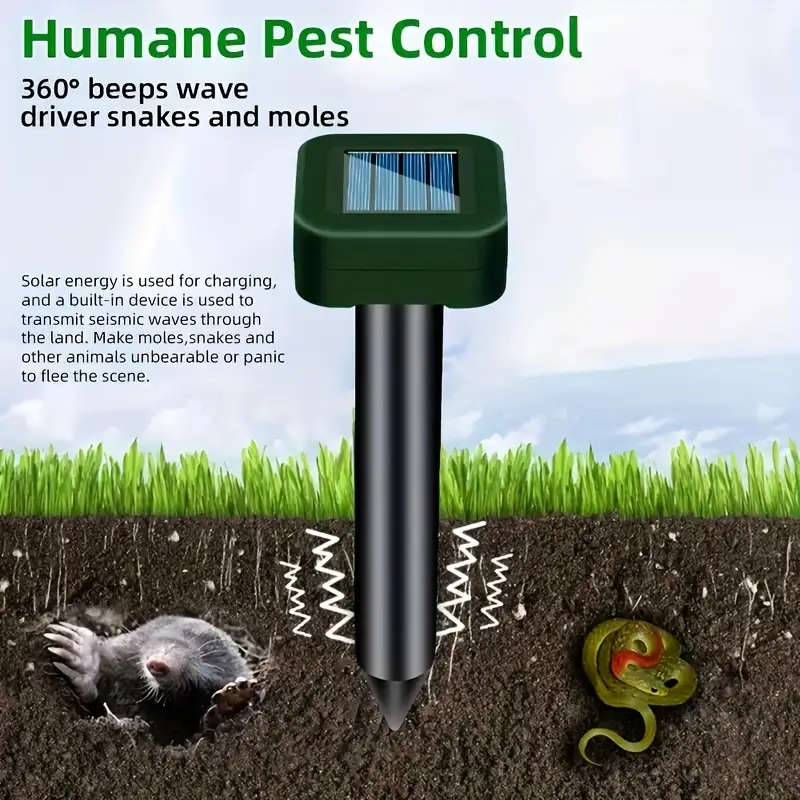 2pcs Solar Animal Repellent Stakes with Solar Panels