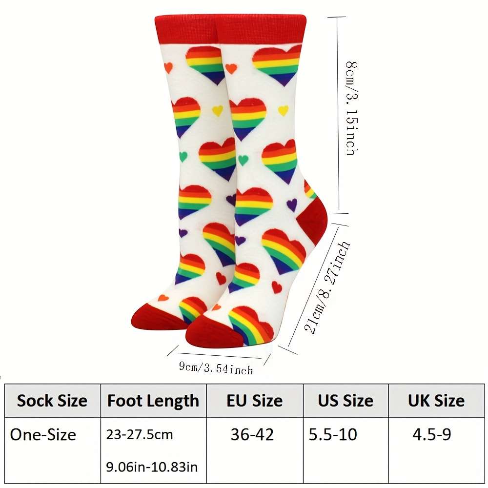 1 Pair White Love Style One Size Socks