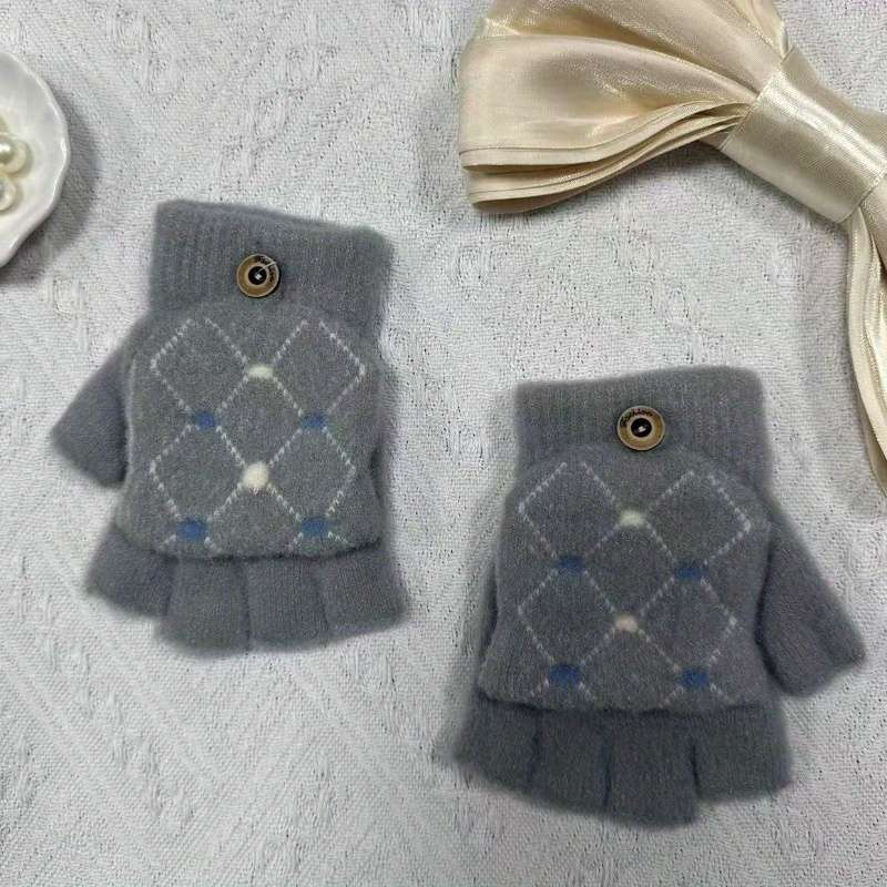 1 Pair Grey Warm Gloves