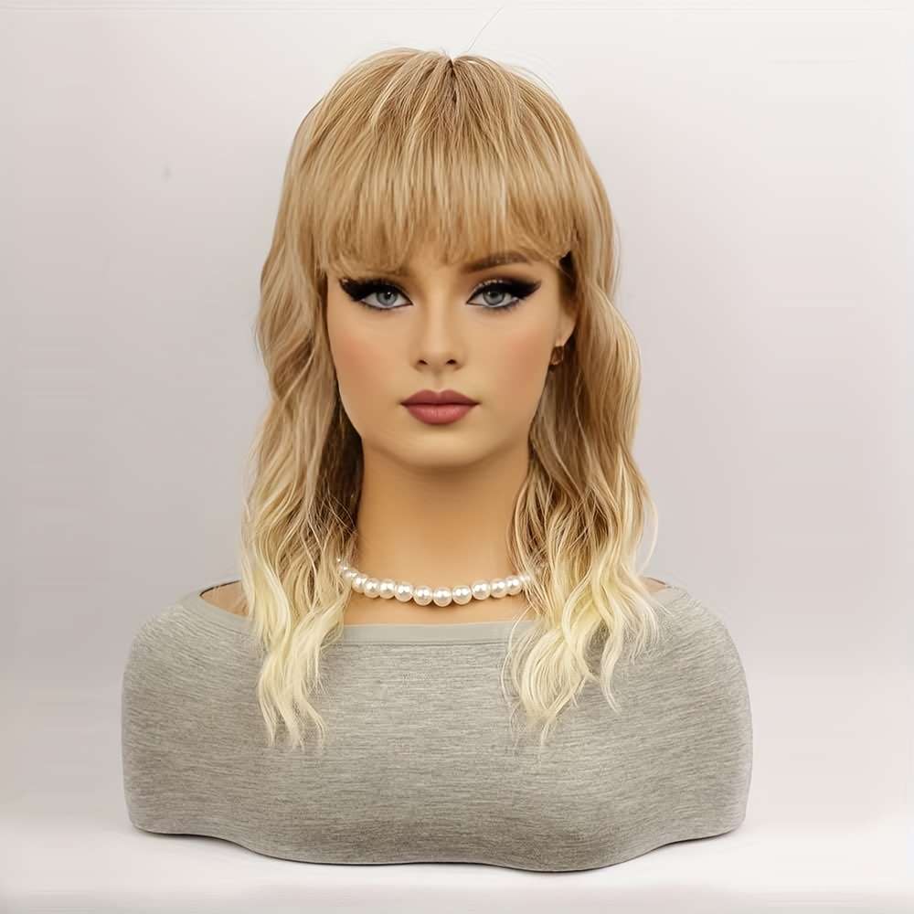 1Pc Dark Blonde To Light Blonde 40.64cm Fashion Design Wig
