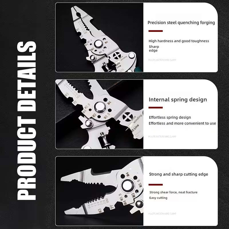 18-In-1 Wire Stripper, Multi-Functional Electrician Pliers