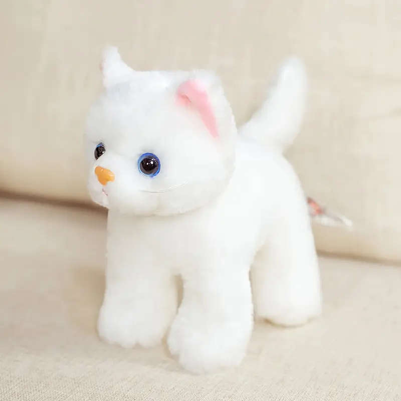 Realistic White Cat Plush Toy