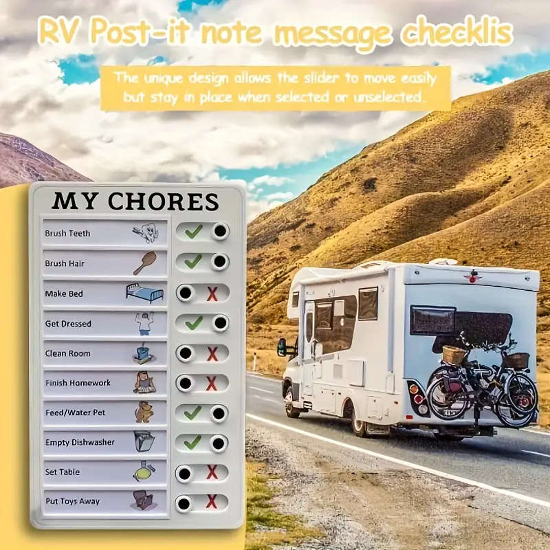 1pc Chore Chart Reusable Plastic Daily Task Board With Sliding Tabs Visual Self-Discipline Checklist