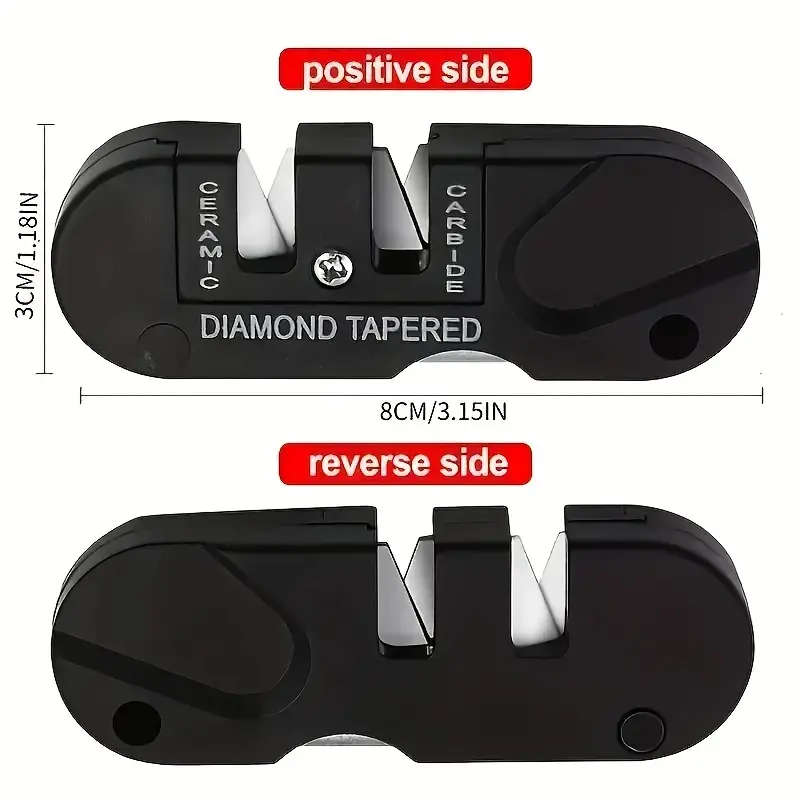 1pc Diamond Tungsten Steel 4-in-1 Knife Sharpener Multifunctional Portable Outdoor Knife Sharpening