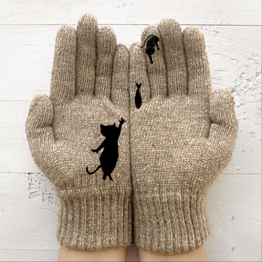 1 Pair Black Warm Gloves