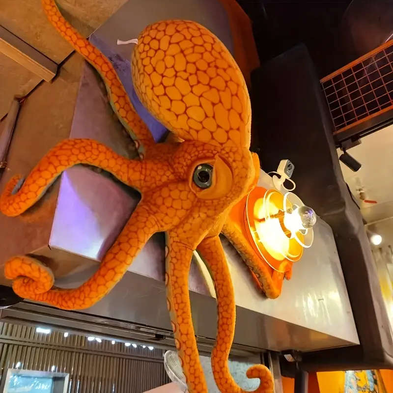 Large Bright Orange And Blue Octopus Plush Toy