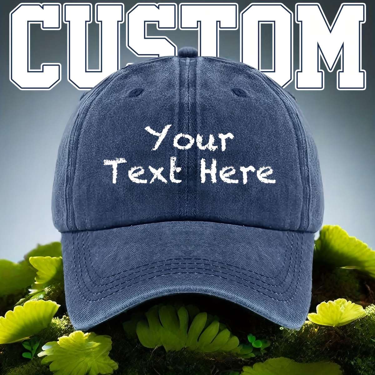 A Washable Fabric Baseball Cap With A Chalk-Style Font That Allows