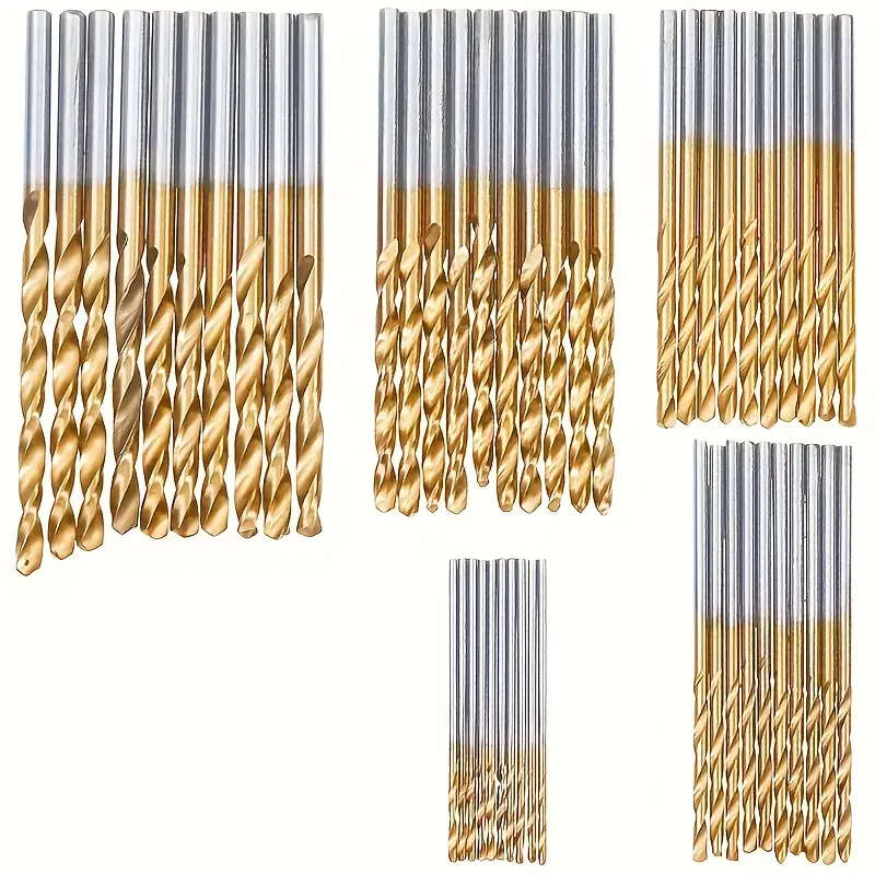 50-Piece Titanium Coated High-Speed Steel Drill Bits