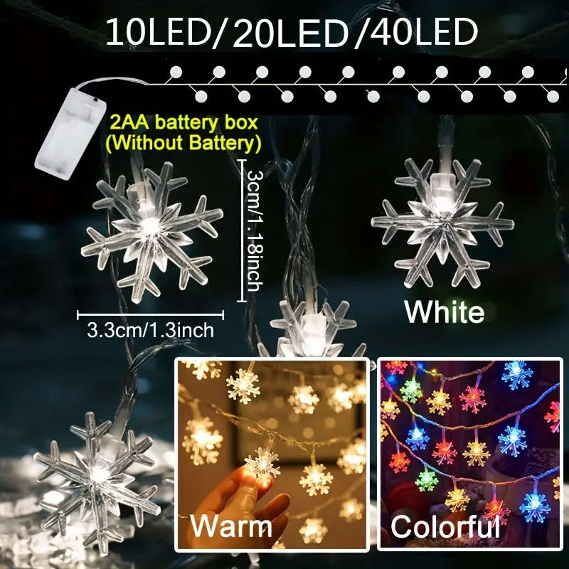 LED Snowflake Light Strings Warm Light 600cm