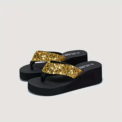 Women's Glam Gold Glitter Decorated Sandal
