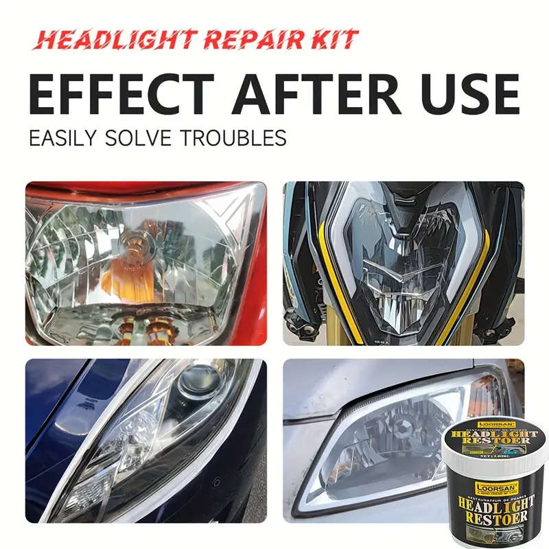1pc 140ml Universal Headlight Restoration Kit Car Headlight Polish Paste Removes Oxidation Restores