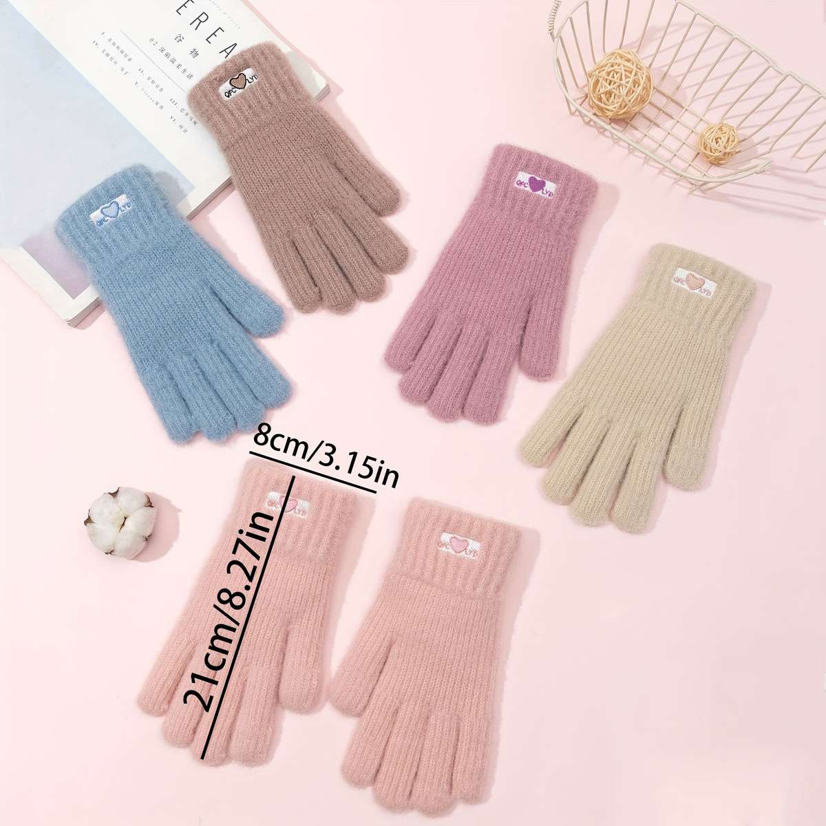 1 Pair White Warm Gloves