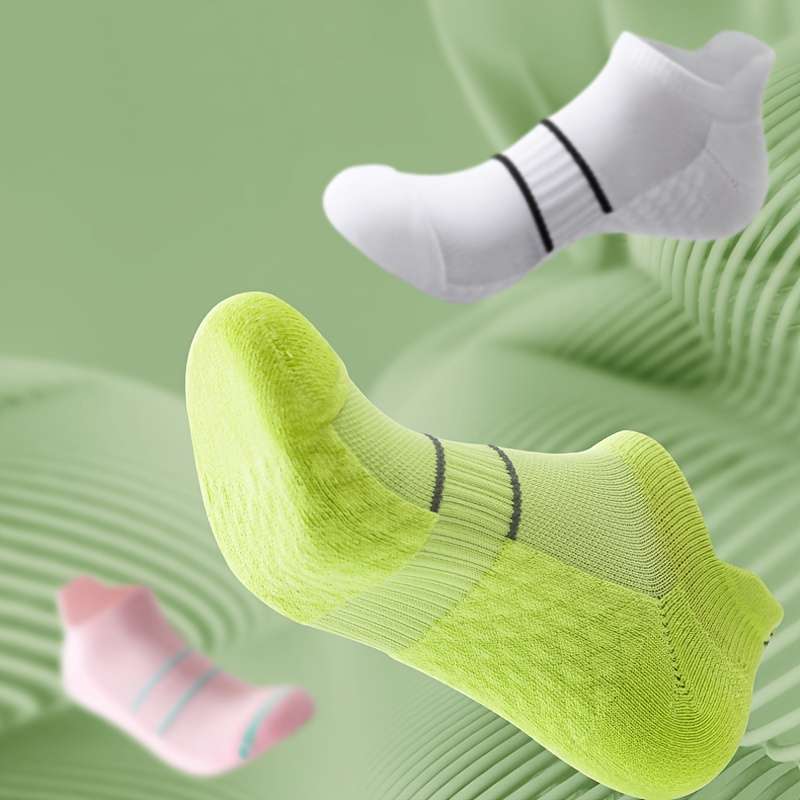 5 Pairs Pink And Mint Green And Orange And Fluorescent Green And Black High Elastic Socks