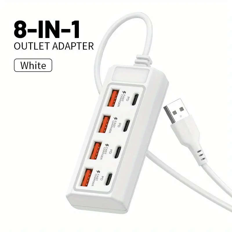 8-Port Usb To 4 Usb + 4 Type-C 25W Hub
